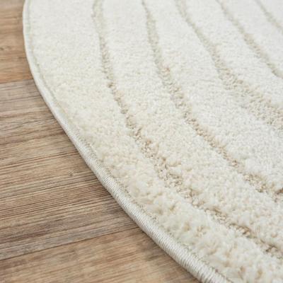 Rond Vloerkleed Elio - Japandi, Laagpolig met 3D-Effect in Crème-Ø 120 cm