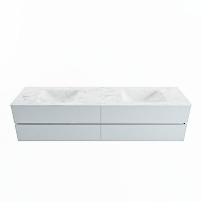 MONDIAZ VICA-DLUX 200cm badmeubel onderkast Clay 4 lades. Inbouw wastafel CLOUD dubbel 2 kraangaten, kleur Opalo.