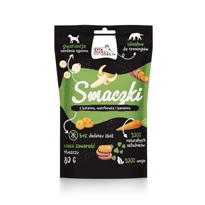 SYTA MICHA Vege Smaczki met zoete aardappel, wortel en banaan - delicatesse voor honden - 80 g
