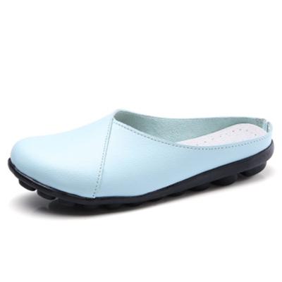Casual half drag Lazy schoenen ondiepe mond erwten schoenen voor vrouwen (kleur: baby blauw maat: 35)