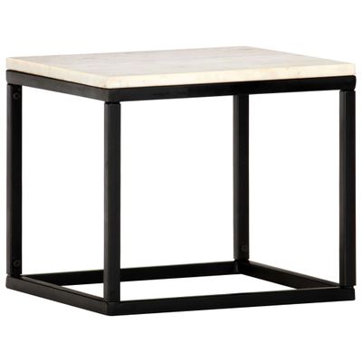 vidaXL Salontafel 40x40x35 cm echt steen met marmeren textuur wit vidaXL Salontafel 40x40x35 cm echt steen met marmeren textuur wit