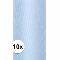 10x Rollen tule stof lichtblauw 15 cm breed
