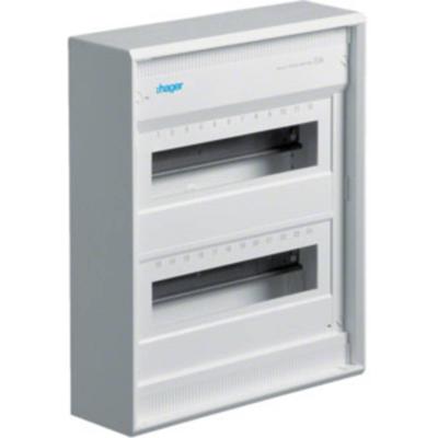 Hager VA24CN Distributiekast Opbouw (op muur) Aantal groepen: 24 Aantal rijen: 2 Inhoud: 1 stuk(s)