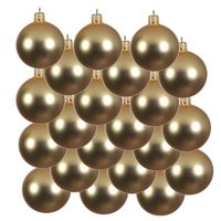 18x Glazen kerstballen mat goud 6 cm kerstboom versiering/decoratie   -