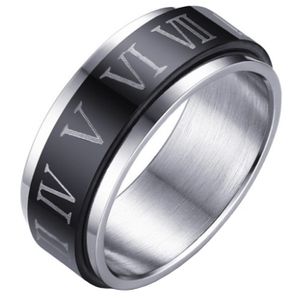 Stalen Spinning ring met Romeinse Cijfers-20mm