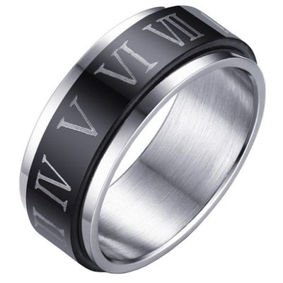 Stalen Spinning ring met Romeinse Cijfers-20mm