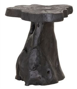 MUST Living Bijzettafel 'Mushroom' Teakhout, 40cm, kleur Zwart
