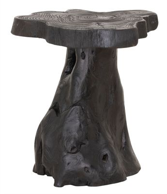 MUST Living Bijzettafel 'Mushroom' Teakhout, 40cm, kleur Zwart