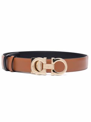 Ferragamo ceinture réversible à boucle Gancini - Marron