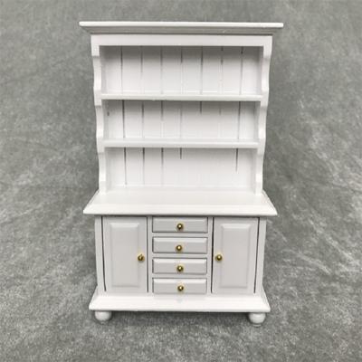 1/12 Dollhouse miniatuur meubilair multifunctionele houten kast boekenkast (wit)