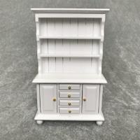 1/12 Dollhouse miniatuur meubilair multifunctionele houten kast boekenkast (wit)