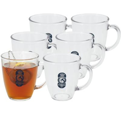 Excellent Houseware Koffie/thee glas - 6x - onbreekbaar kunststof - 380 ml - herbruikbaar