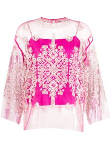 Biyan blouse brodée à effet de transparence - Rose