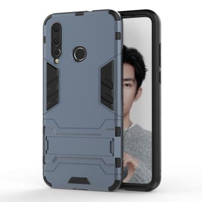 Schokbestendige PC + TPU Case voor Huawei Nova 4 met houder (marineblauw)