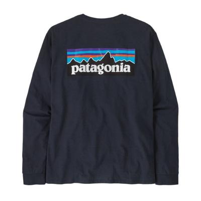 Patagonia Long-Sleeved P-6 Logo Responsibili-Tee Shirt Heren New Navy M
