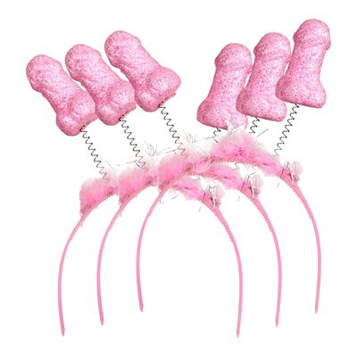 Diadeem/tiara met piemels - 6x - roze - plastic - L22 cm - bewegende piemels