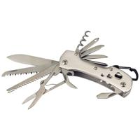 Multitool zakmes met 12 functies - RVS metaal - zilver - Voordelige handige zakmessen - 10 cm