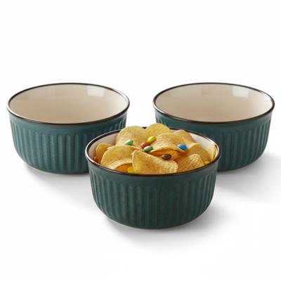 Serveer/chips schaaltje Striped - 8x - blauw - 14 x 7 cm - keramiek - kommetjes - 500 ml Serveer/chips schaaltje Striped - 8x - blauw - 14 x 7 cm - keramiek - kommetjes - 500 ml