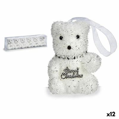 Kerst Decoratie Set Beer Zilverkleurig Wit 5,5 x 7 x 5,5 cm (12 Stuks)