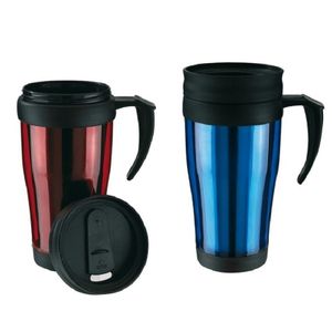 Set van 2x Thermosbekers/warmhoudbekers rood en blauw 400 ml