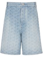 Balmain short en jean à motif monogrammé - Bleu