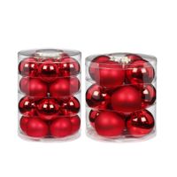 32x stuks glazen kerstballen rood mix 6 en 8 cm glans en mat