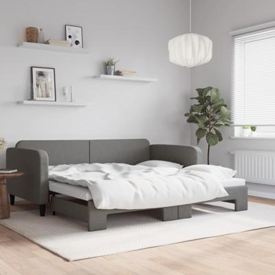 Slaapbank met onderschuifbed 100x200 cm stof donkergrijs