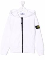 Stone Island Junior hoodie zippé à patch logo - Blanc - thumbnail