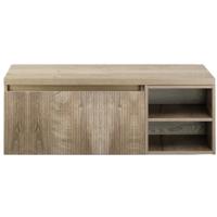 Frozen 3D Badmeubelset 120 cm - Greeplijst in Kleur - Wastafel Regaalkast met Bovenblad Grain Oak