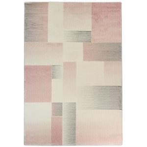 Vloerkleed - Relief - Geblokt - Pastel Grijs-Roze-80 x 150 cm