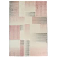 Vloerkleed - Relief - Geblokt - Pastel Grijs-Roze-80 x 150 cm