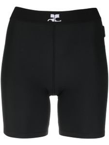 Courrèges short cycliste à logo imprimé - Noir