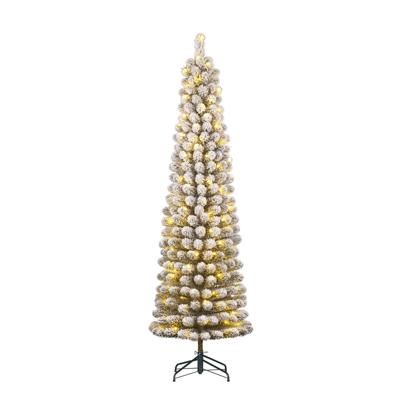 Kunstkerstboom Charlton pilar groen frosted H230 x dia. 58 cm met 180 LED warm wit - Black box