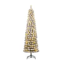 Kunstkerstboom Charlton pilar groen frosted H230 x dia. 58 cm met 180 LED warm wit - Black box