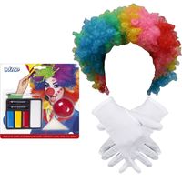 Clown verkleed set voor kinderen - Pruik/Schmink/Handschoenen - thumbnail