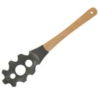 Arte R Kook/keuken gerei - spaghetti opschep lepel - grijs/bruin - kunststof/hout - 38 cm   -