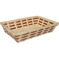 Broodmand rechthoekig - gevlochten bamboe hout - 34 x 24 x 8 cm - naturel/bruin   -