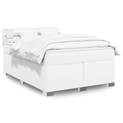 Boxspring met matras kunstleer wit 140x200 cm
