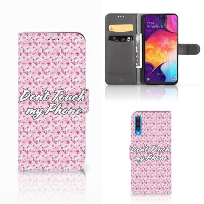 Samsung Galaxy A50 Portemonnee Hoesje Flowers Pink DTMP Samsung Galaxy A50 Portemonnee Hoesje Flowers Pink DTMP
