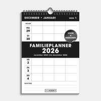 A4 Spiraal Familieplanner 2026 Zwart 4 Persoons