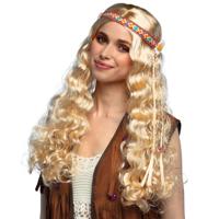 Boland Hippie pruik - blond - lang haar - vlecht - flower power - carnaval - hippie
