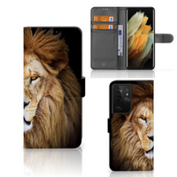 Samsung Galaxy S21 Ultra Telefoonhoesje met Pasjes Leeuw