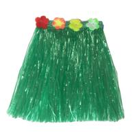 Hawaii thema verkleed rokje - raffia - groen - 40 cm - rieten hula rokje voor volwassenen