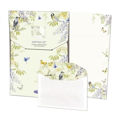 Briefpapier met enveloppen: Vogels in blauweregen, Janneke Brinkman-Salentijn