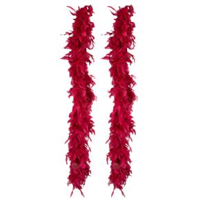 Carnaval verkleed boa met veren - 2x - bordeaux rood - 180 cm - 50 gram - Glitter and Glamour