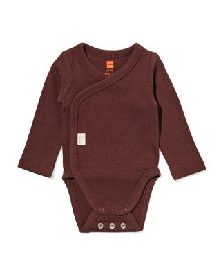 HEMA Newborn Meegroei Overslagromper LENZING™ ECOVERO™ Rib Donkerbruin (donkerbruin)