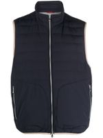 Brunello Cucinelli gilet matelassé à fermeture zippée - Bleu - thumbnail