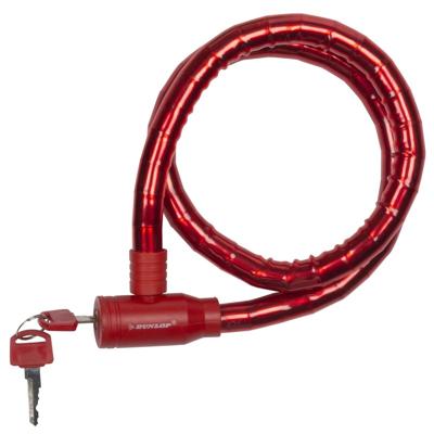 Dunlop kabelslot - rood - met plastic coating - 80 cm - Fietsslot voor motor/scooter/brommer/fiets