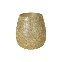 Waxinelichthouder Glas Kralen Goud Ø10cm Waxinelichthouder Glas Kralen Goud Ø10cm