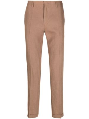 Paul Smith pantalon en lin à plis marqués - Marron